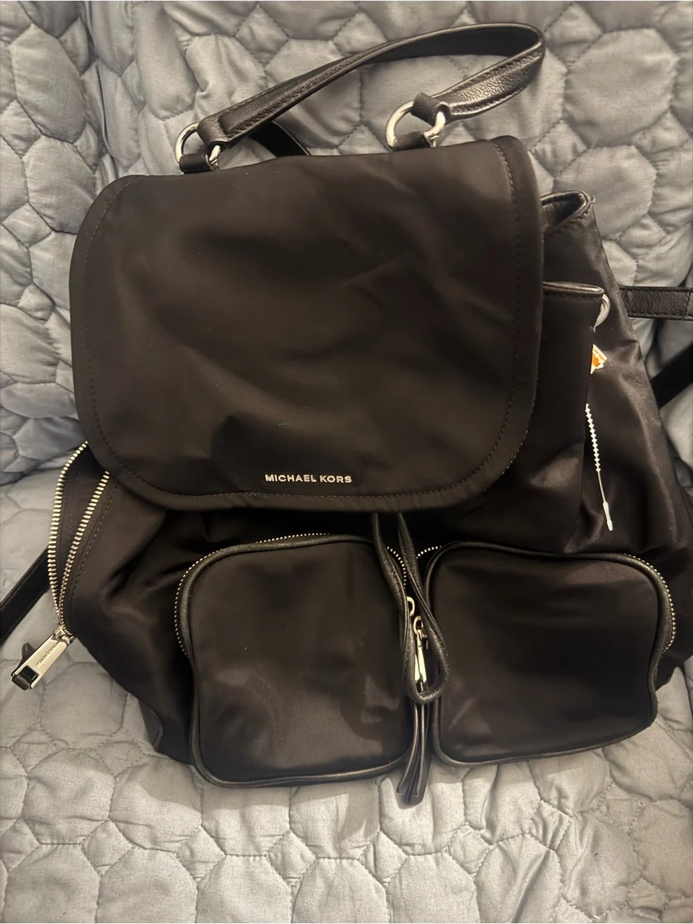 Michael Kors Black Nylon Backpack with Front Pockets